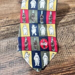 Coca-Cola Polar Bear and Bottle Tie in Red and Blue